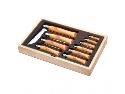 Opinel Carbon kolekce zavíracích nožů v dárkovém balení, 10 ks, 183104