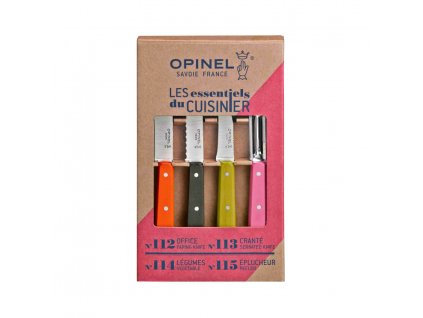 Opinel Les Essentiels Fifties sada nožů a škrabky 4 ks, 001452