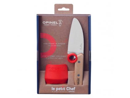 Opinel Le Petit Chef dětský kuchařský nůž a chránič prstů, červená, 001744