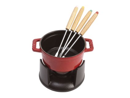 Staub mini fondue set, 4ks vidličky 10 cm/0,25l, višeň