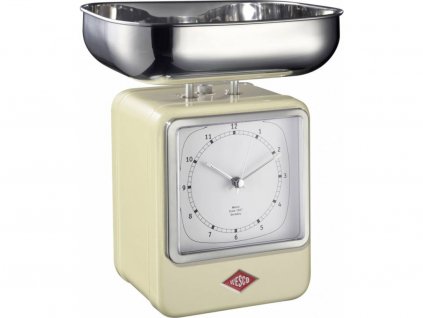 WESCO kuchyňská váha s hodinami Retro scale do 4kg mandlová