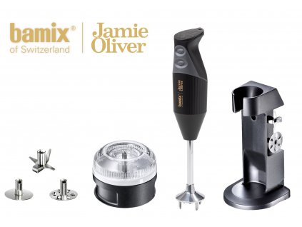 Bamix tyčový mixér, Jamie Oliver M200, černý + Bamix food processor s přítlačným diskem
