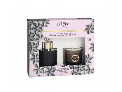 BERGER C22020 Black Crystal mini duo difuzér 80ml + svíčka 80g Bílé pižmo