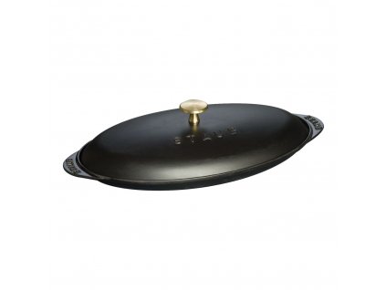 Staub litinový talíř na rybu s poklopem 31 cm/0,7 l černý, 1332125