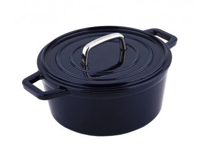 Pekáč s poklicí litinový kulatý se smaltovaným povrchem ALPEN 20 cm modrá