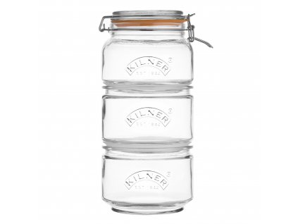 Kilner Clip Top třídílná sada skleněných dóz s klipem, kulatá, 1 x 0,9 l / 2 x 0,88 l, 0025.897