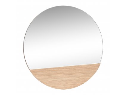 Nástěnné zrcadlo, kulaté, dubové, průměr 50 cm - 880417