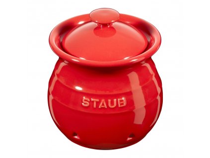 Staub  keramická nádoba na uskladnění česneku 0,5 l, višňová, 40511-580