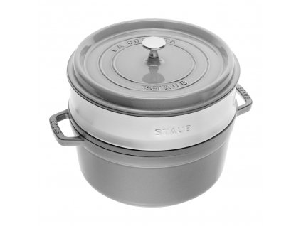 Staub Cocotte hrnec kulatý s napařovací vložkou 26 cm/5,2 l šedý, 1133818