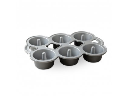 Nordic Ware forma andělský dortík, plát s 6 formičkami, grafitová, 80348