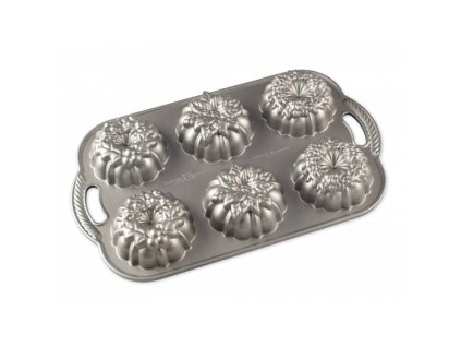 Nordic Ware mini bábovky věnečky, plát se 6 formičkami, stříbrná, 94648