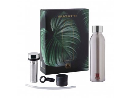 Bugatti dárkový set B Bottles Twin Silver Brushed termolahev a příslušenství, BBT-KSB500IN-N