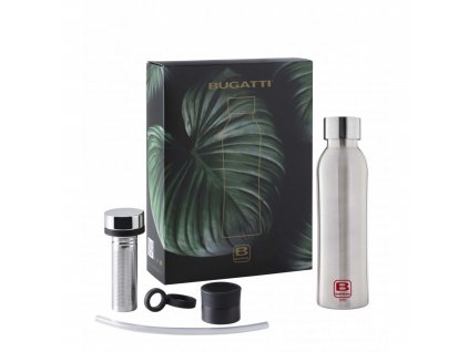 Bugatti dárkový set B Bottles Twin Steel Brushed termolahev a příslušenství, BBT-KSS500IN-N