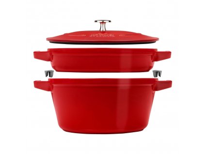 Staub Cocotte 2 dílná sada litinového hrnce a pánve 24 cm, višňová, 14562406