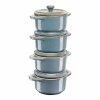 Staub sada 4 keramických forem Mini Cocotte, antická modrá, 40508-159