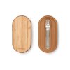 Black+Blum Bento svačinový box s bambusovým víkem a vidličkou 1 l, grey, BAM-BT-L016