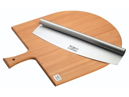 Súprava servírovacích dosiek a krájačov na pizzu KitchenCraft World of Flavours, ICPIZSET