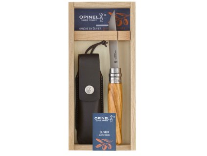 Darčekové balenie noža Opinel Olive Wood N°08 s puzdrom, 001004