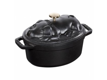 Staub Cocotte hrniec v tvare prasaťa 17 cm/1 l čierny, 1121725