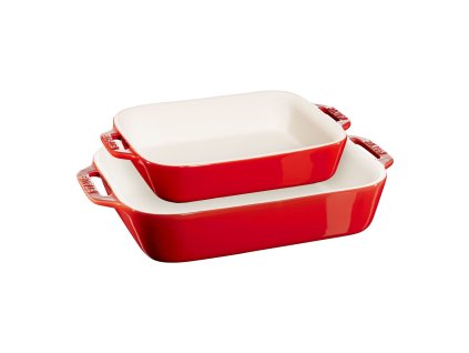 Keramické misy na pečenie Staub, 2 ks, červená, 40508-627