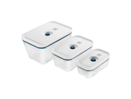 Zwilling Fresh & Save sada vákuových dóz na potraviny, sklo, 3 ks, morská modrá, 1025985