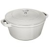 Staub Cocotte 2-dielna súprava liatinového hrnca a panvice 24 cm, biely hľuzovec, 145624107