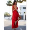 Společenské dlouhé šaty s vázáním, červené - multifunkční pro družičky na oslavy, plesy