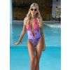 Jednodílné plavky Rainbow cut růžovo-fialová