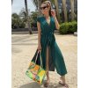Serena long beach vest emerald