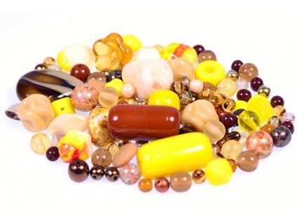 Mix of glass pressed beads yellow