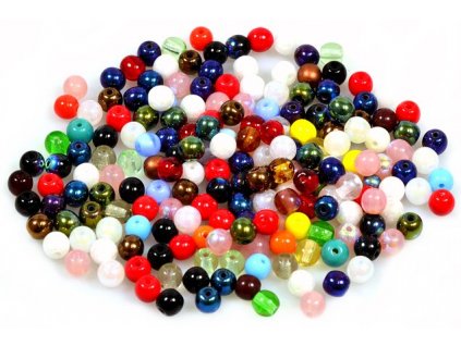 Round pressed glass beads 4 mm mix