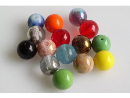 Round pressed glass beads 8 mm mix