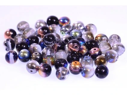Round pressed glass beads 8 mm mix with finishes