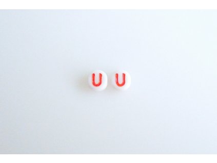 Letter beads red "U" 11149220 6 mm 03000/46497