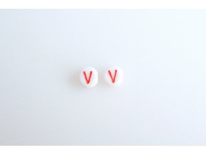 Letter beads red "V" 11149220 6 mm 03000/46497