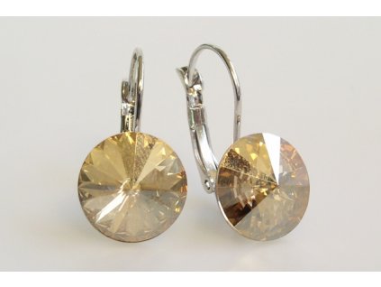 earrings Rivoli 12 mm crystal golden shadow rhodium made with Swarovski®  Elements