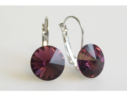 earrings Rivoli 12 mm amethyst rhodium made with Swarovski®  Elements