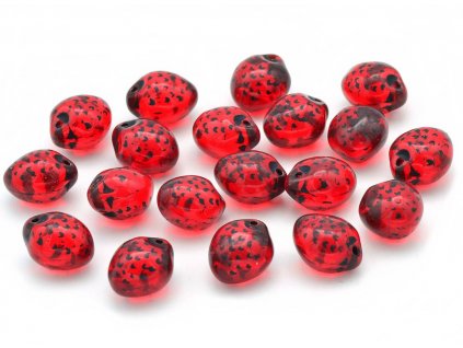 Czech glass strawberry fruit beads 12pc red purple 11x8mm – Orange Grove  Beads