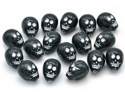 10pc 10x8mm Glass Skull Beads, Metallic Dark Bronze