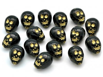 Czech glass skull beads 8pc shiny opaque white black 12mm – Orange Grove  Beads