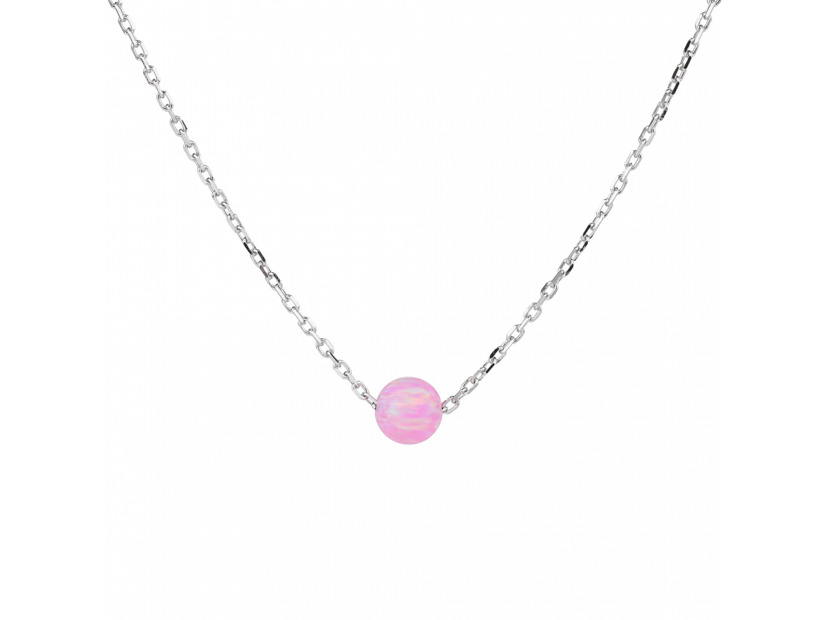 Stříbrný náhrdelník KULIČKA 5 mm růžový OPÁL