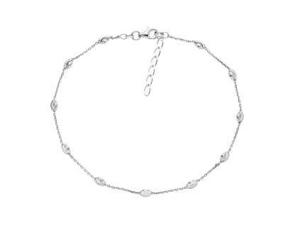 Stříbrný řetízek na nohu OVÁLKY MĚSÍČNÍ brus (Délka náramku 24+3 cm)