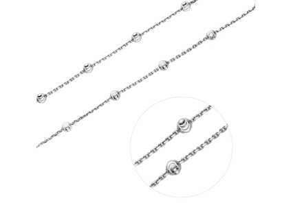 Stříbrný řetízek na nohu KULIČKY MĚSÍČNÍ brus (Délka náramku 24+3 cm)