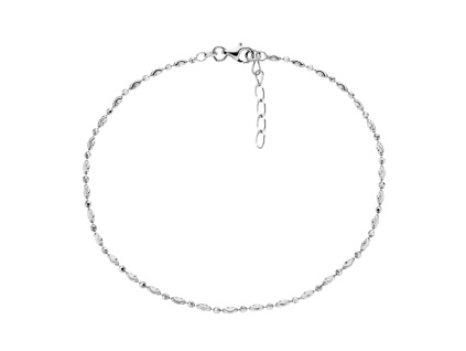 Stříbrný řetízek na nohu 1+1 MĚSÍČNÍ brus (Délka náramku 24+3 cm)