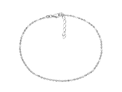 Stříbrný řetízek na nohu 3+1 MĚSÍČNÍ brus (Délka náramku 24+3 cm)