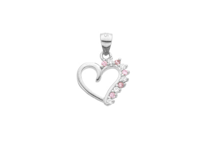 1185 1185 stribrny privesek srdicko ruzove