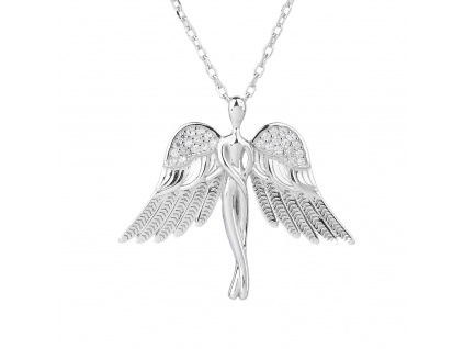 08961 stříbrný náhrdelník něžný anděl kámen čirý bílý zirkon šperky BEALIO