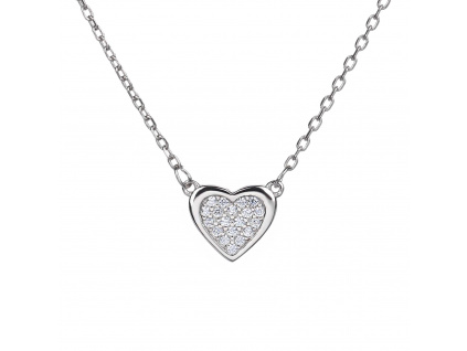 11060 stříbrný náhrdelník srdce minimalismus kámen čirý bílý zirkon šperky BEALIO
