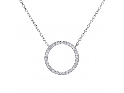 11081 stříbrný náhrdelník kolečko minimalismus kámen čirý bílý zirkon šperky BEALIO