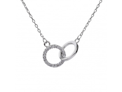 11066 stříbrný náhrdelník spojené kroužky minimalismus kámen čirý bílý zirkon šperky BEALIO